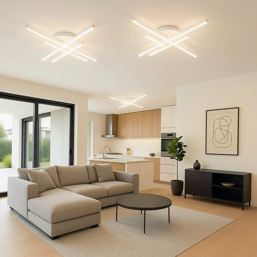Plafoniera LED 45W - Design geometrico, tecnologia CCT per regolazione luce (fredda/naturale/calda) - ambraled