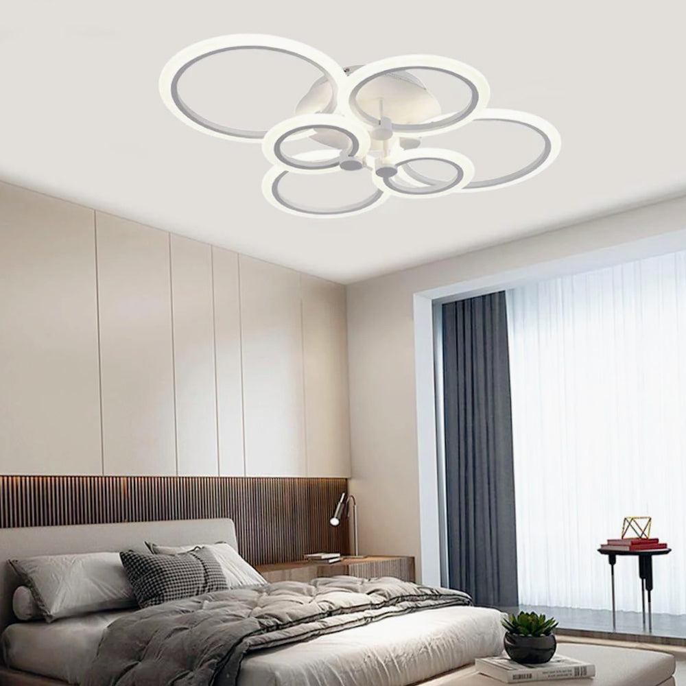Plafoniera LED a 6 anelli 51W con tecnologia CCT e commutatore luce - ambraled