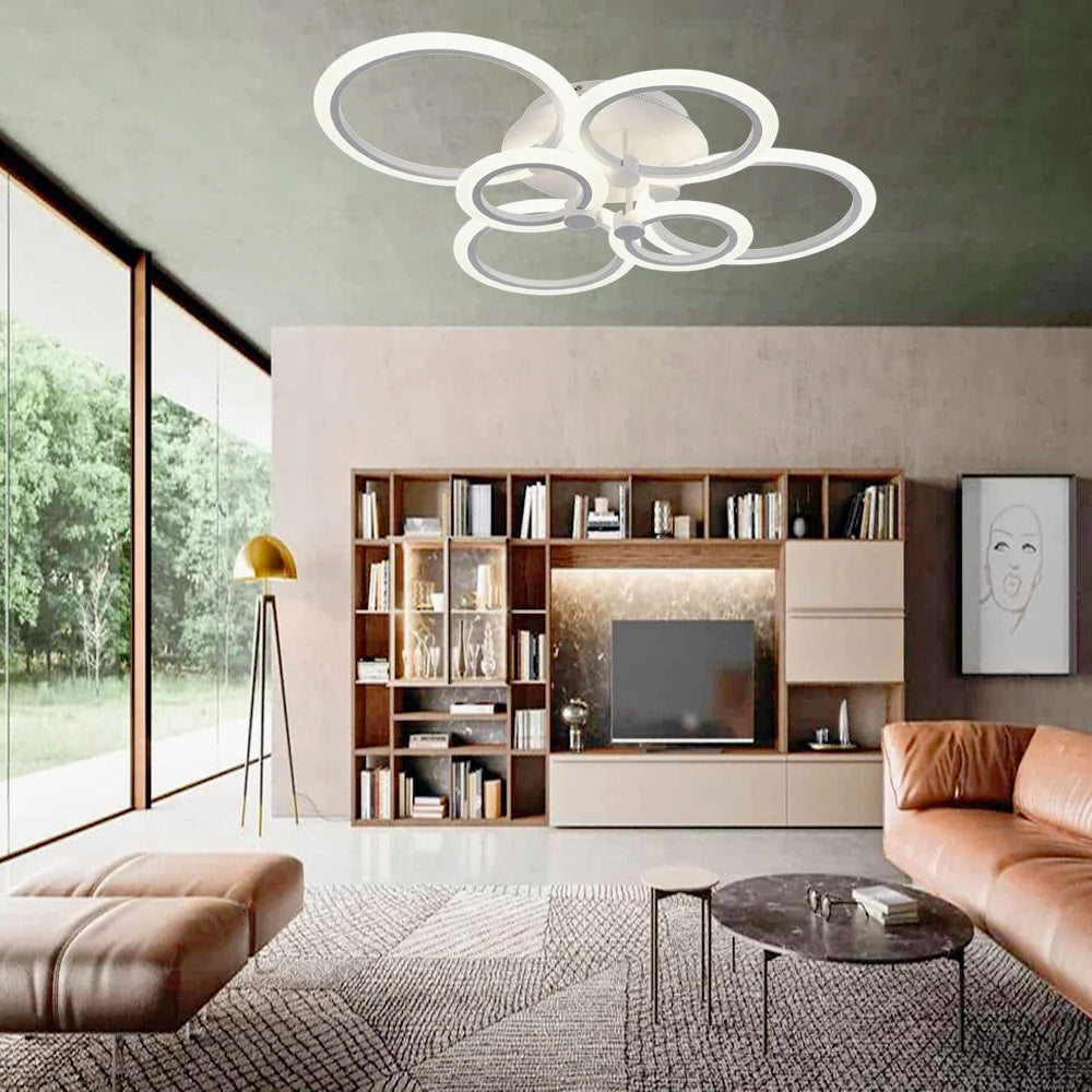 Plafoniera LED a 6 anelli 51W con tecnologia CCT e commutatore luce - ambraled