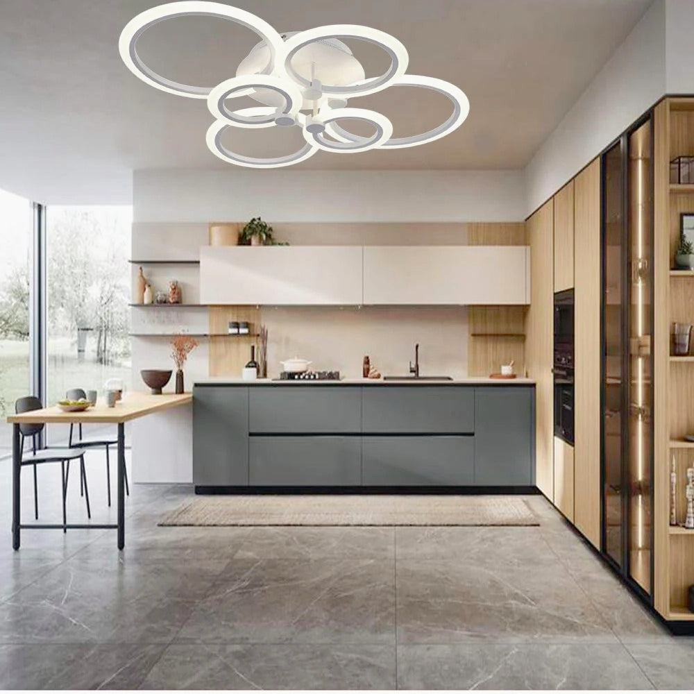 Plafoniera LED a 6 anelli 51W con tecnologia CCT e commutatore luce - ambraled