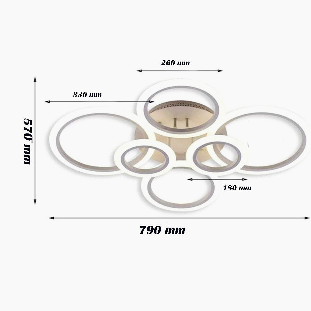 Plafoniera LED a 6 anelli 51W con tecnologia CCT e commutatore luce - ambraled