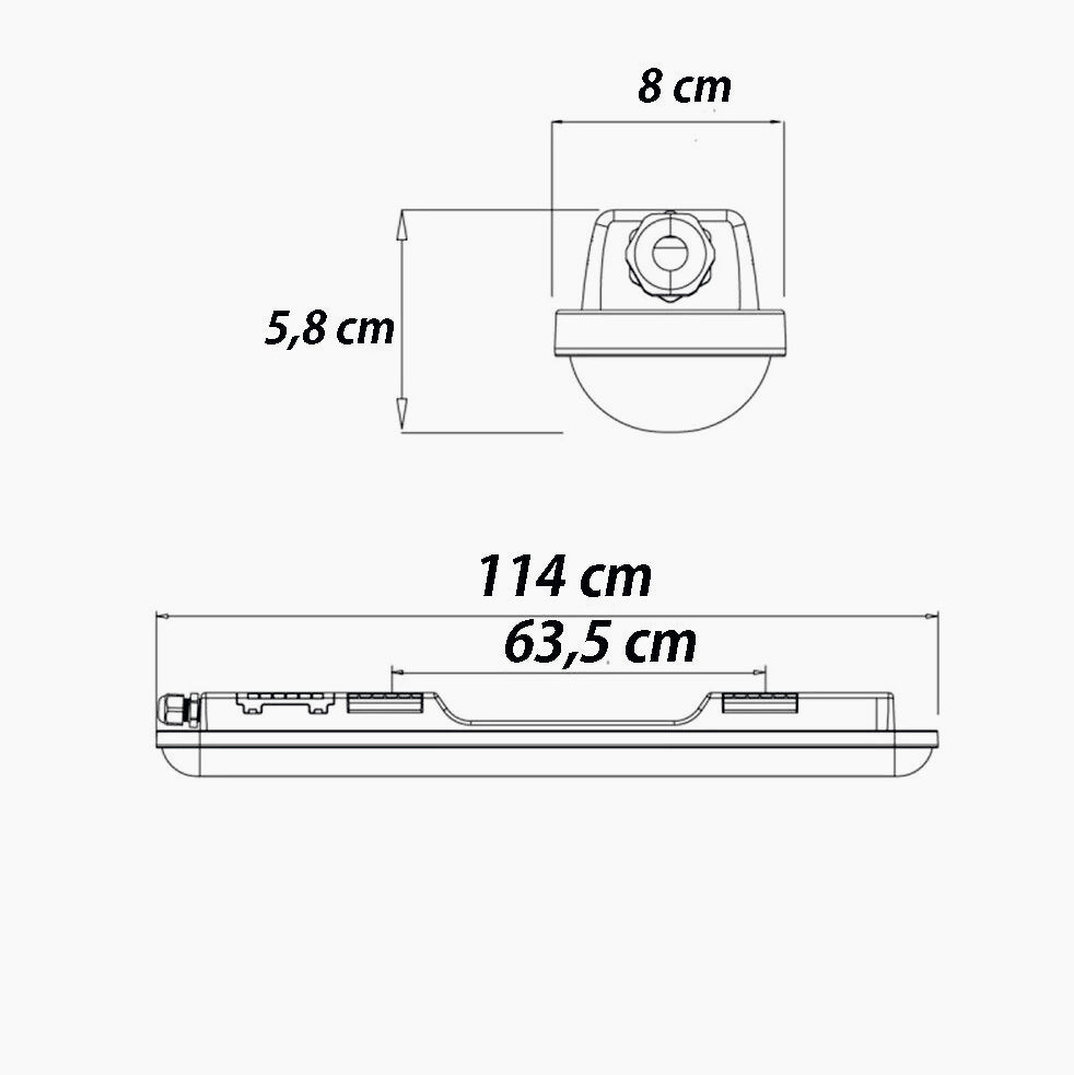 Plafoniera LED al neon per esterni - Tubo 36W 120cm, IP65, 6500K - ambraled
