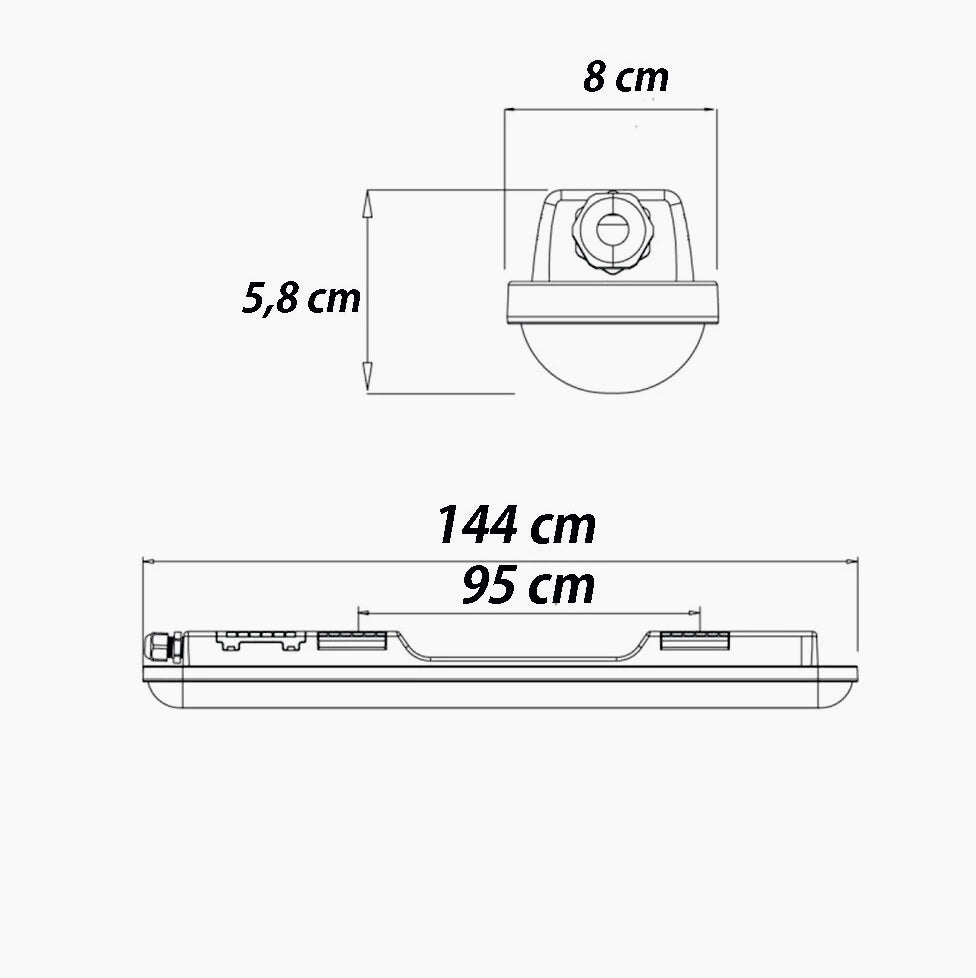 Plafoniera LED al neon per esterni - Tubo 48W 150cm, IP65, 6500K - ambraled