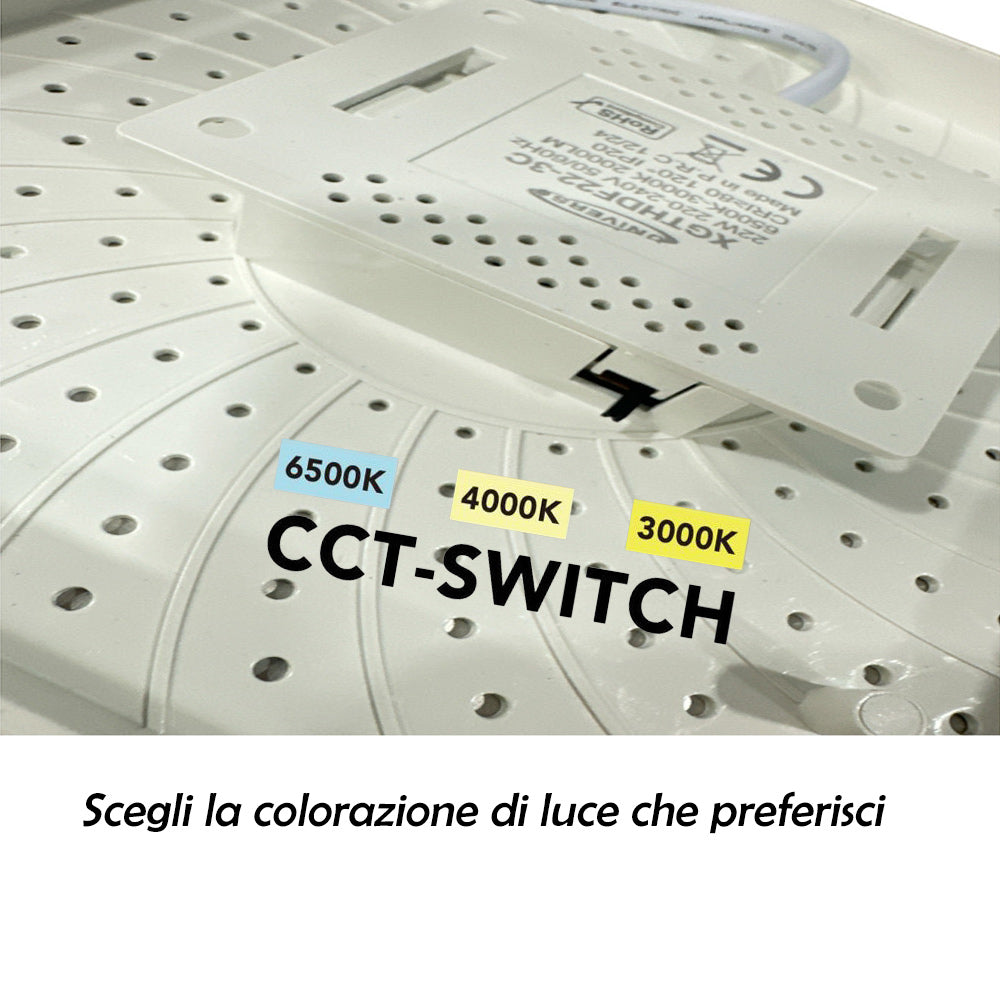Plafoniera LED mini quadrata 22W – CCT 3000K–6500K - ambraled