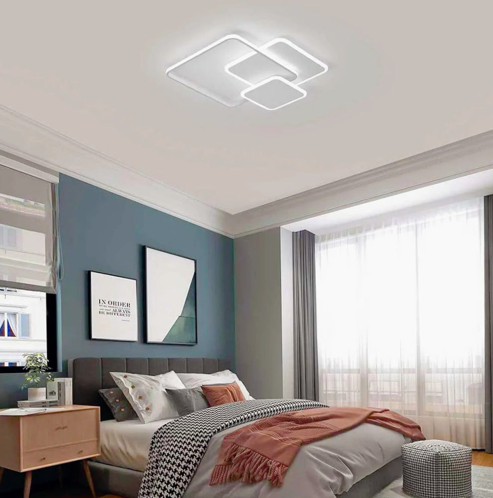 Plafoniera LED quadrata 48W con regolazione 3 colori luce, design moderno (bianco) - ambraled