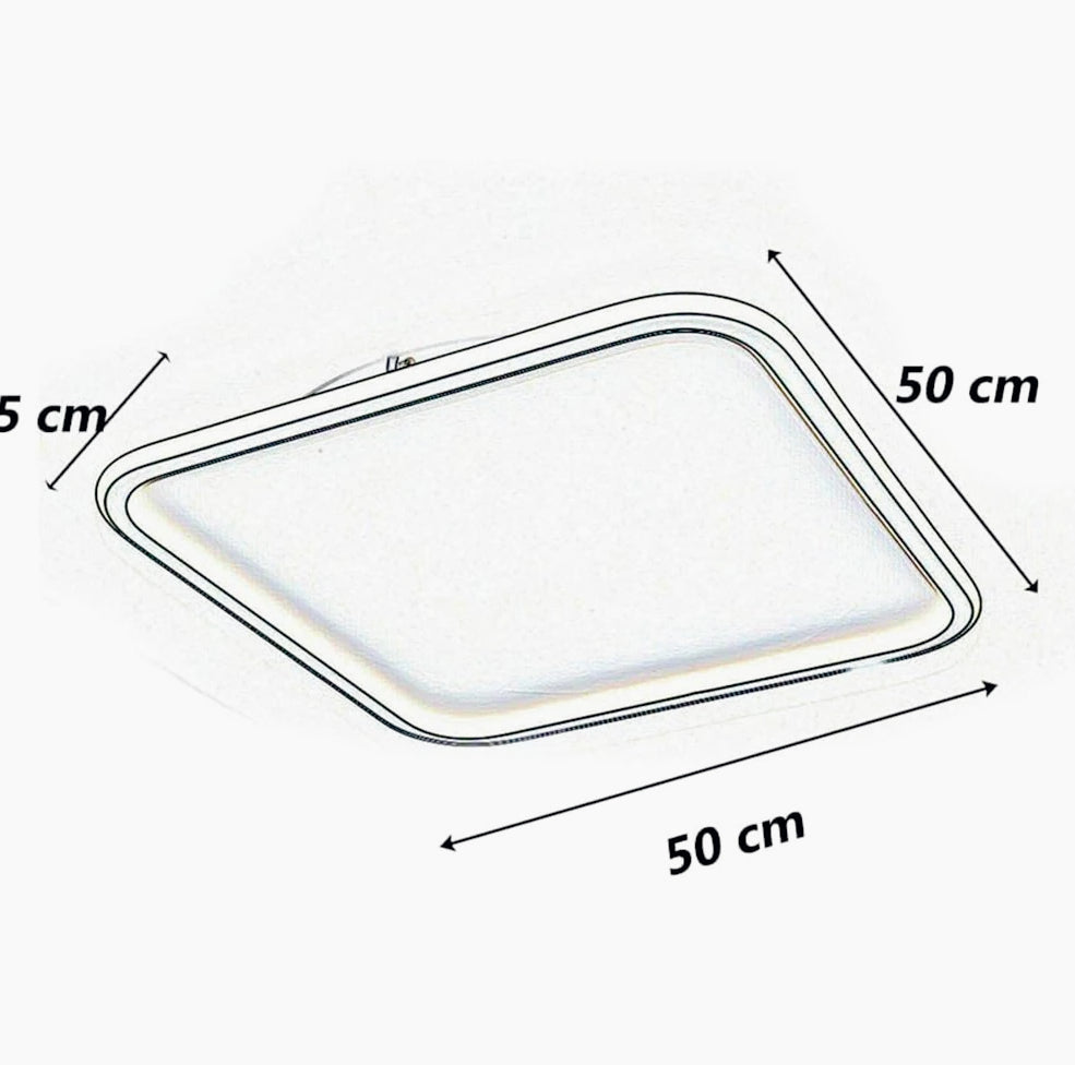 Plafoniera LED quadrata 50W bianca con bordo e tecnologia CCT (regolazione colore luce) - ambraled