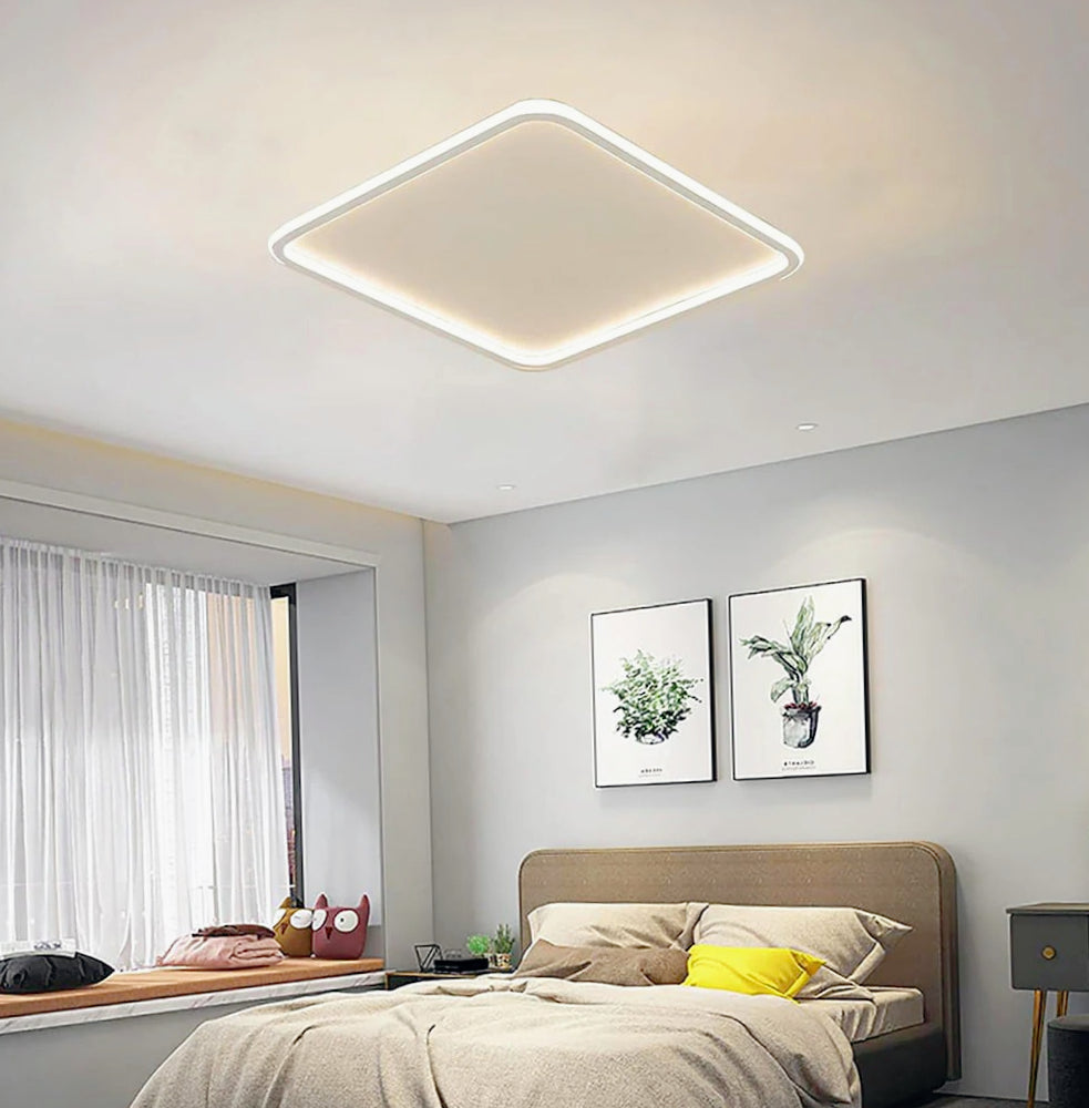 Plafoniera LED quadrata 50W bianca con bordo e tecnologia CCT (regolazione colore luce) - ambraled