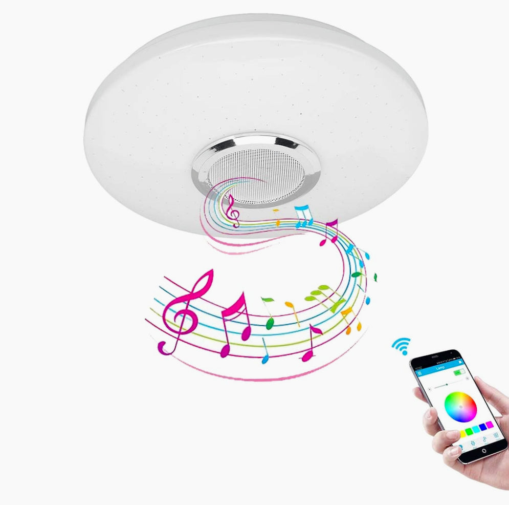 Plafoniera LED RGB 65W dimmerabile con controllo Bluetooth, telecomando e app - ambraled