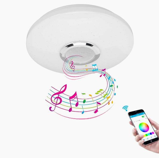 Plafoniera LED RGB 65W dimmerabile con controllo Bluetooth, telecomando e app - ambraled