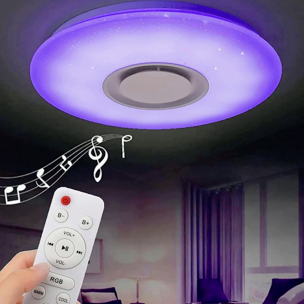 Plafoniera LED RGB 65W dimmerabile con controllo Bluetooth, telecomando e app - ambraled