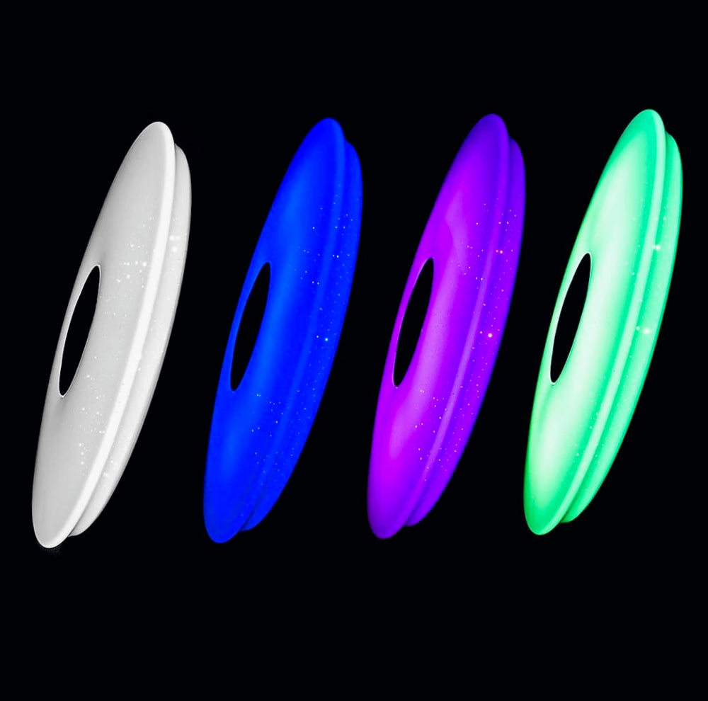 Plafoniera LED RGB 65W dimmerabile con controllo Bluetooth, telecomando e app - ambraled