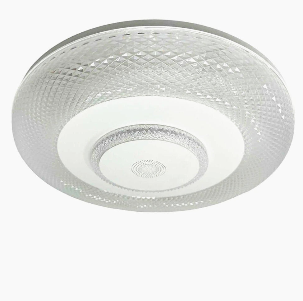 Plafoniera LED RGB 72W con controllo Bluetooth, telecomando e app (cassa trasparente) - ambraled
