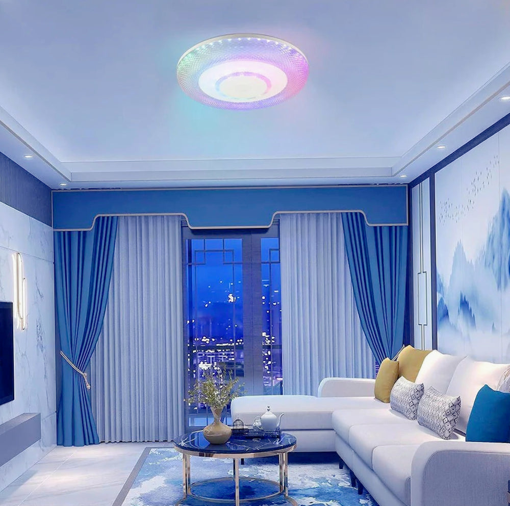 Plafoniera LED RGB 72W con controllo Bluetooth, telecomando e app (cassa trasparente) - ambraled
