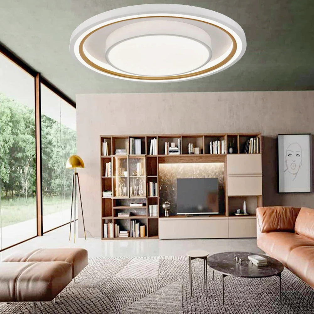 Plafoniera LED tonda 35W - CCT con regolazione 3 colori (fredda/naturale/calda), telecomando e app - ambraled
