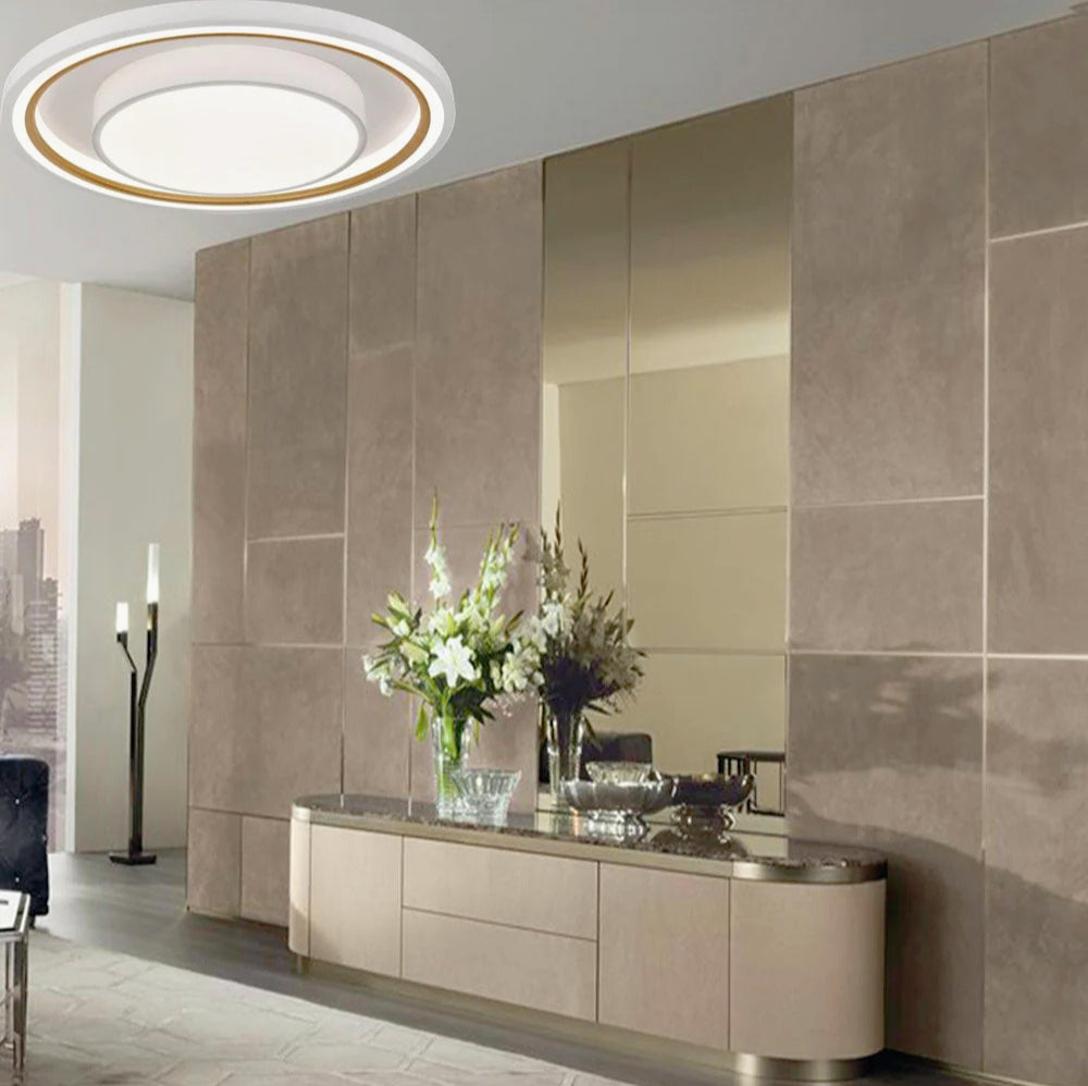 Plafoniera LED tonda 35W - CCT con regolazione 3 colori (fredda/naturale/calda), telecomando e app - ambraled