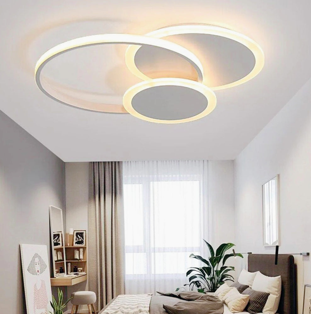 Plafoniera LED tonda 37W con tri-colorazione luce, design ultra moderno (bianco) - ambraled