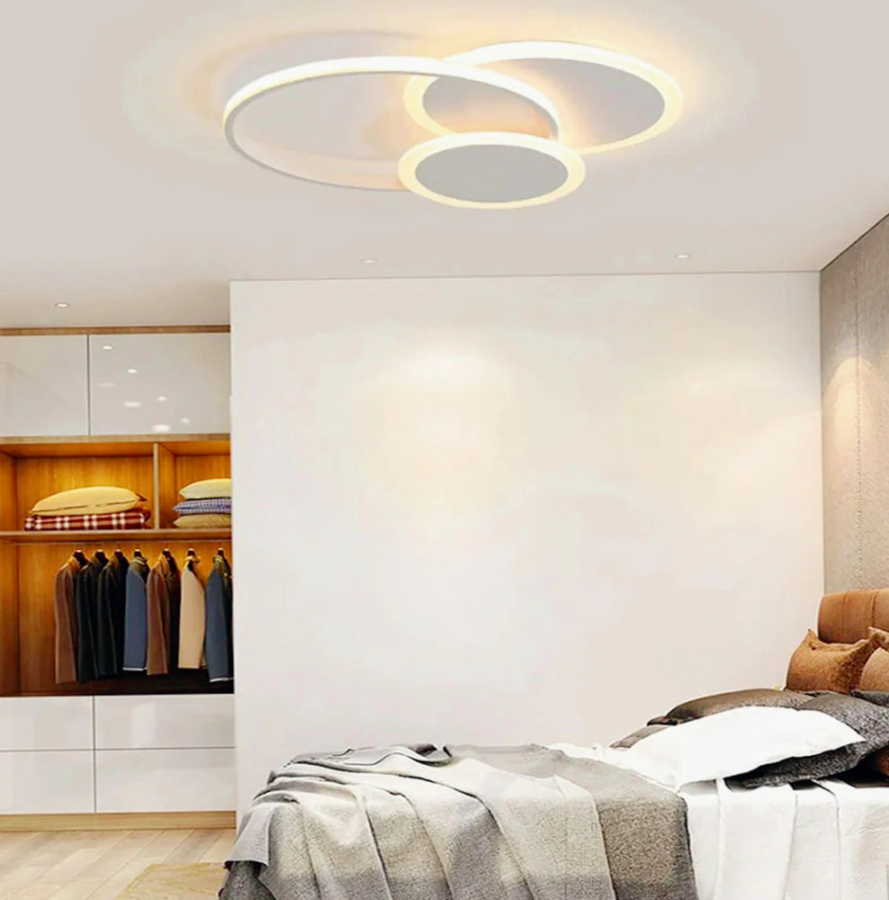 Plafoniera LED tonda 37W con tri-colorazione luce, design ultra moderno (bianco) - ambraled