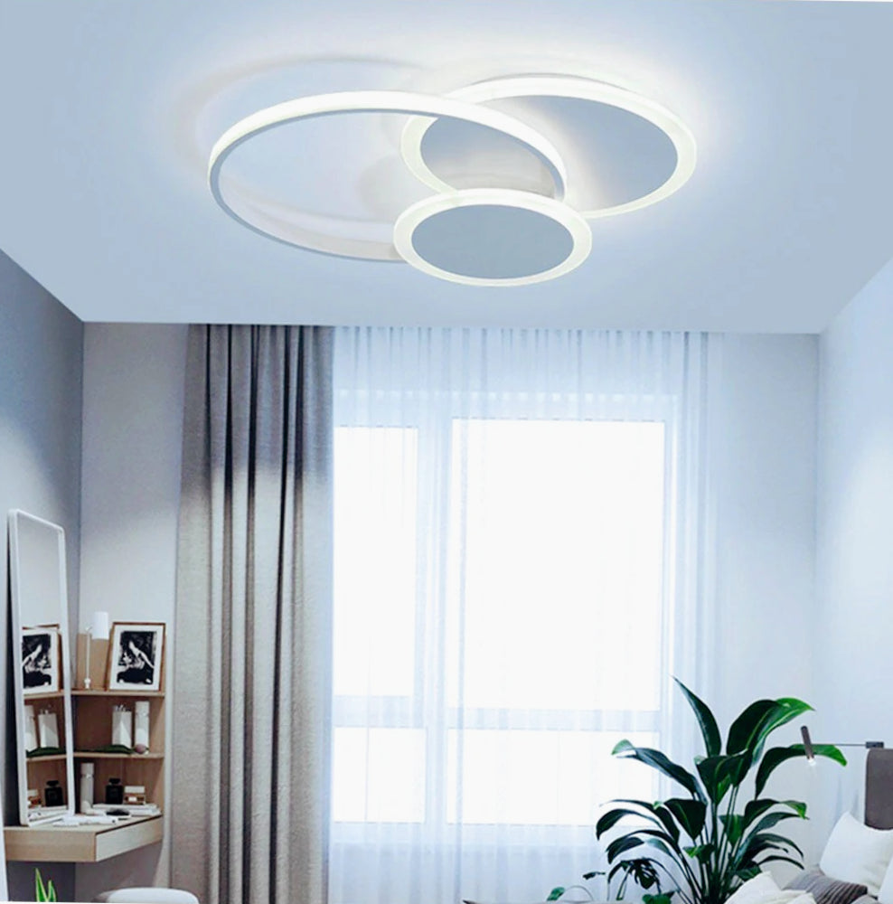 Plafoniera LED tonda 37W con tri-colorazione luce, design ultra moderno (bianco) - ambraled