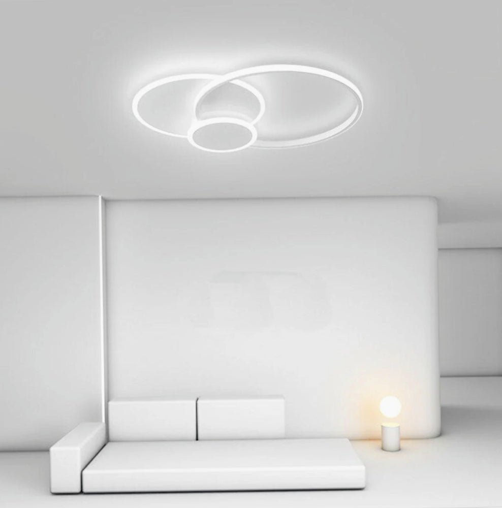 Plafoniera LED tonda 37W con tri-colorazione luce, design ultra moderno (bianco) - ambraled