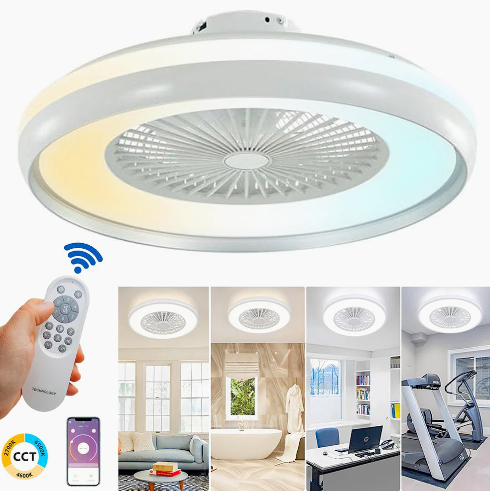 Plafoniera LED Ventilatore 62W - 6 Velocità, Regolazione Luce, Telecomando e App - ambraled