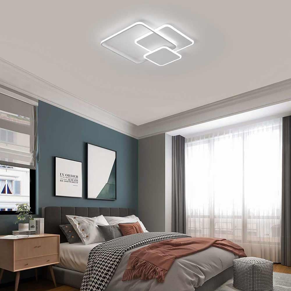 Plafoniera LED 48W - 3 quadrati bianchi con regolazione luce (fredda/naturale/calda) - ambraled