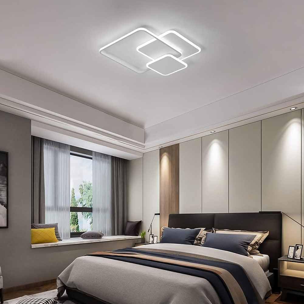 Plafoniera LED 48W - 3 quadrati bianchi con regolazione luce (fredda/naturale/calda) - ambraled