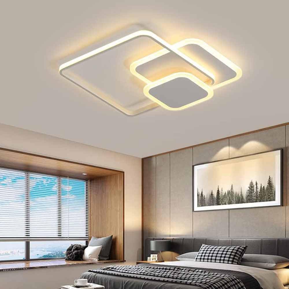 Plafoniera LED 48W - 3 quadrati bianchi con regolazione luce (fredda/naturale/calda) - ambraled