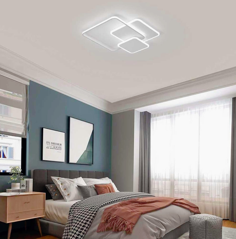 Plafoniera LED 48W - 3 quadrati bianchi con regolazione luce (fredda/naturale/calda) - ambraled