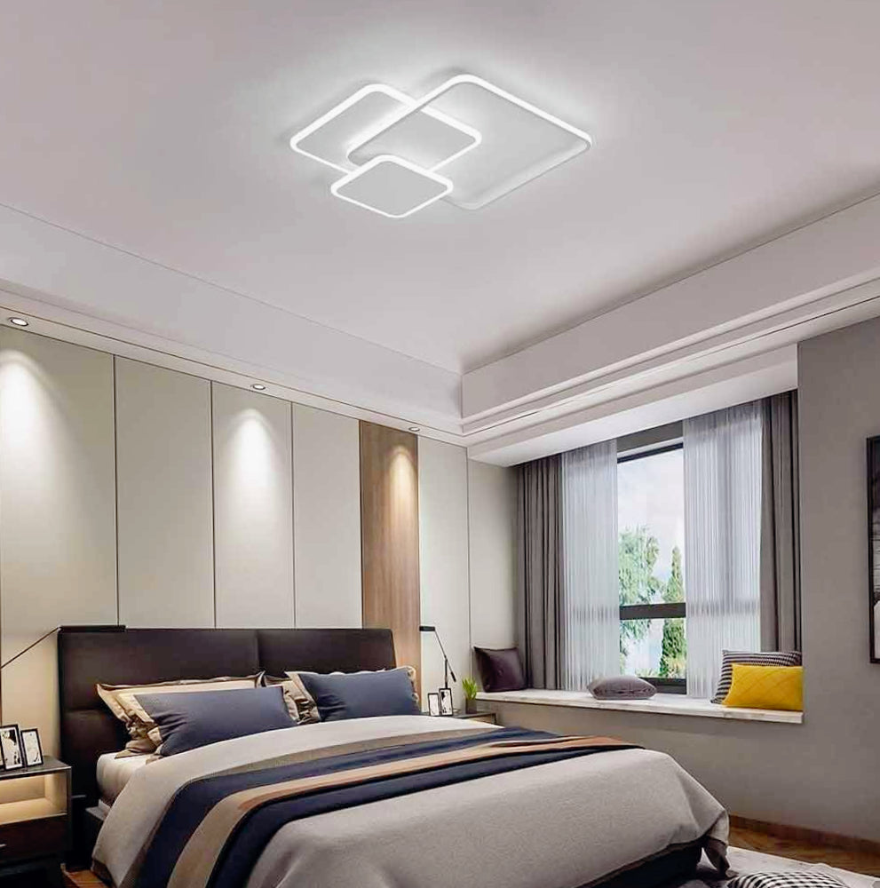 Plafoniera LED 48W - 3 quadrati bianchi con regolazione luce (fredda/naturale/calda) - ambraled