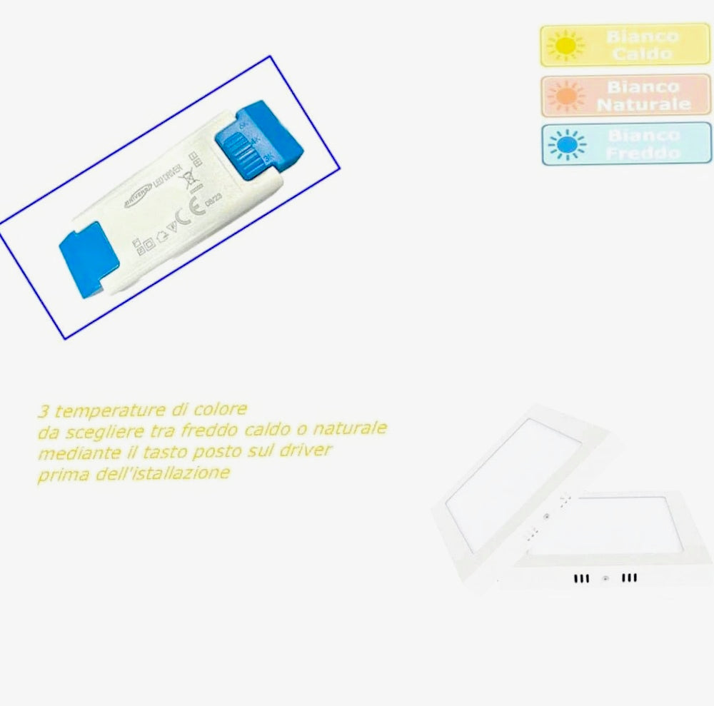 Plafoniera LED 24W - Tecnologia CCT con 3 colorazioni di luce (fredda 6500K / calda 3000K / naturale 4000K) - ambraled