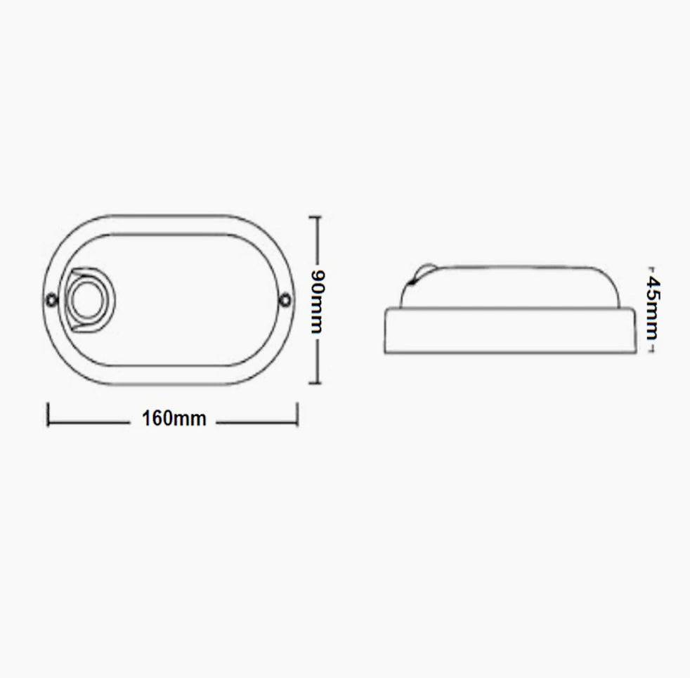 Plafoniera led con sensore di movimento 9W 6500k tonda o ovale IP56 - ambraled