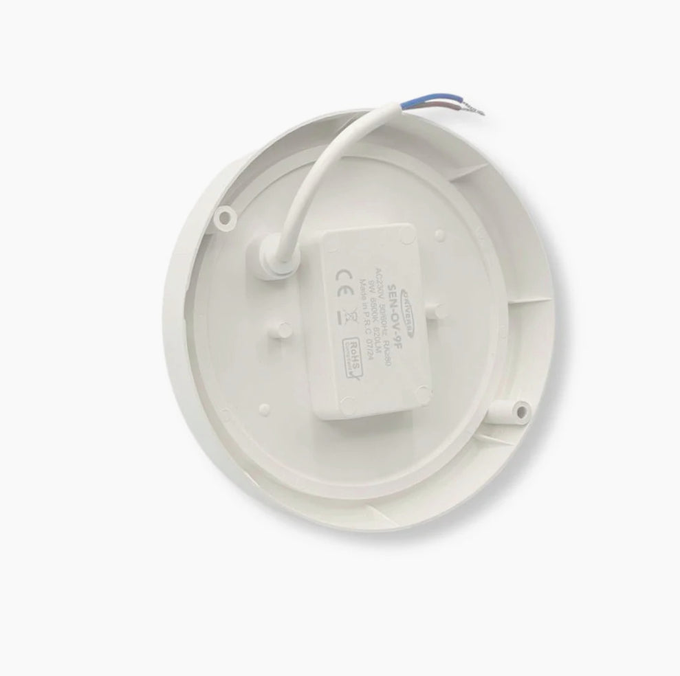 Plafoniera led con sensore di movimento 9W 6500k tonda o ovale IP56 - ambraled