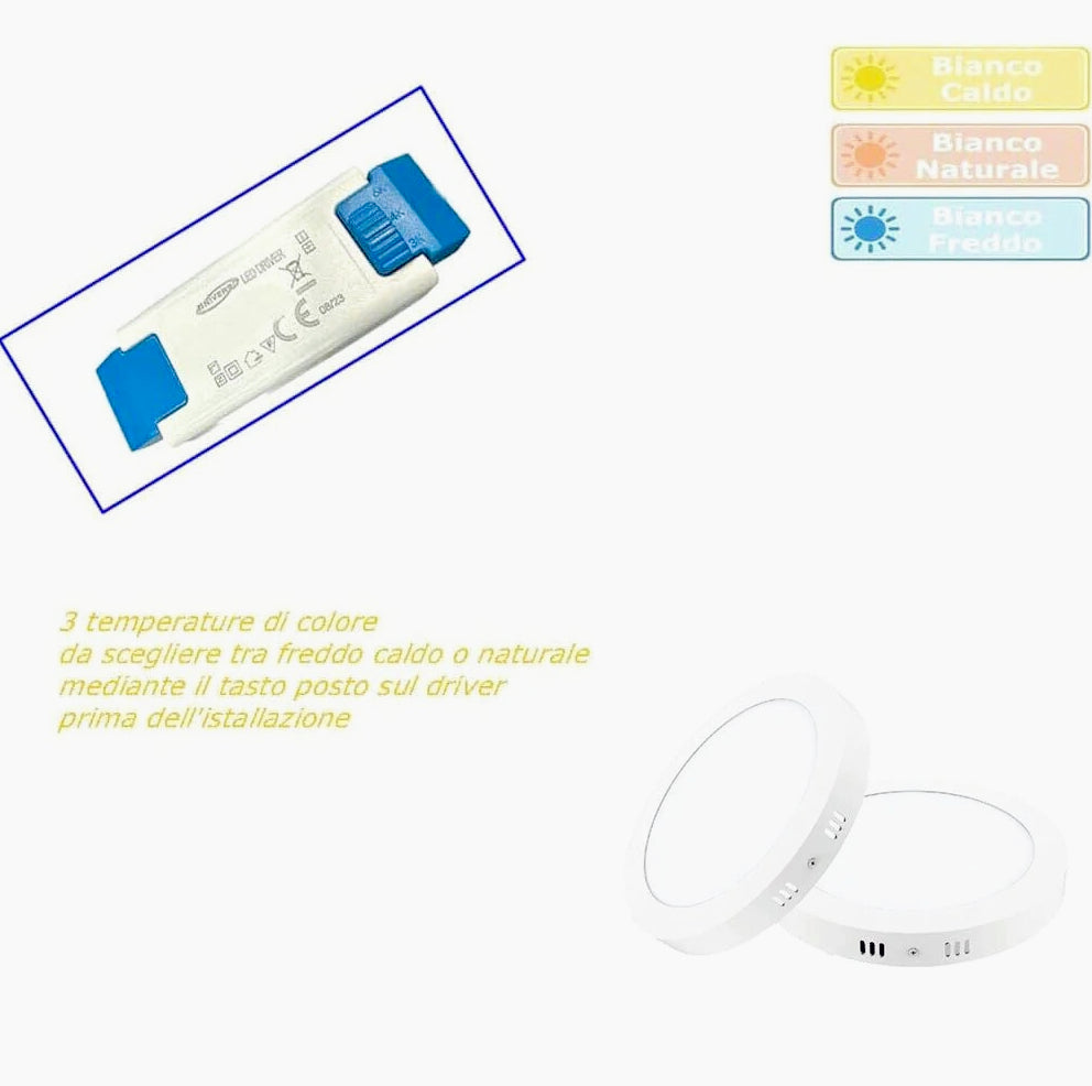 Plafoniera LED per esterni 6W con regolazione CCT (tre colori selezionabili: fredda, calda, naturale) - ambraled
