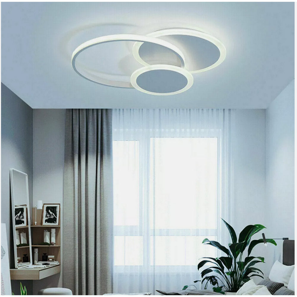 Plafoniera 37 watt 3 cerchi bianco luce fredda naturale calda - ambraled