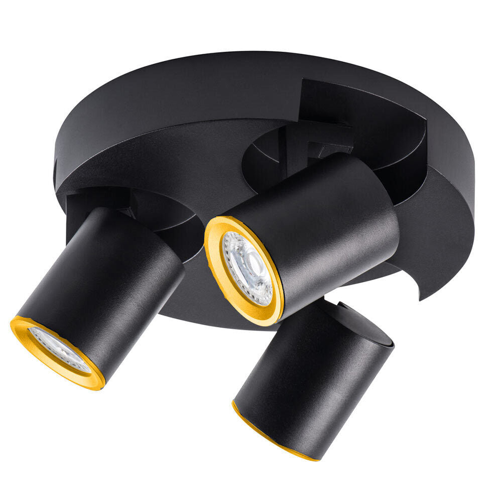 Plafoniera 3 diffusori orientabile tonda da soffitto parete GU10 - ambraled