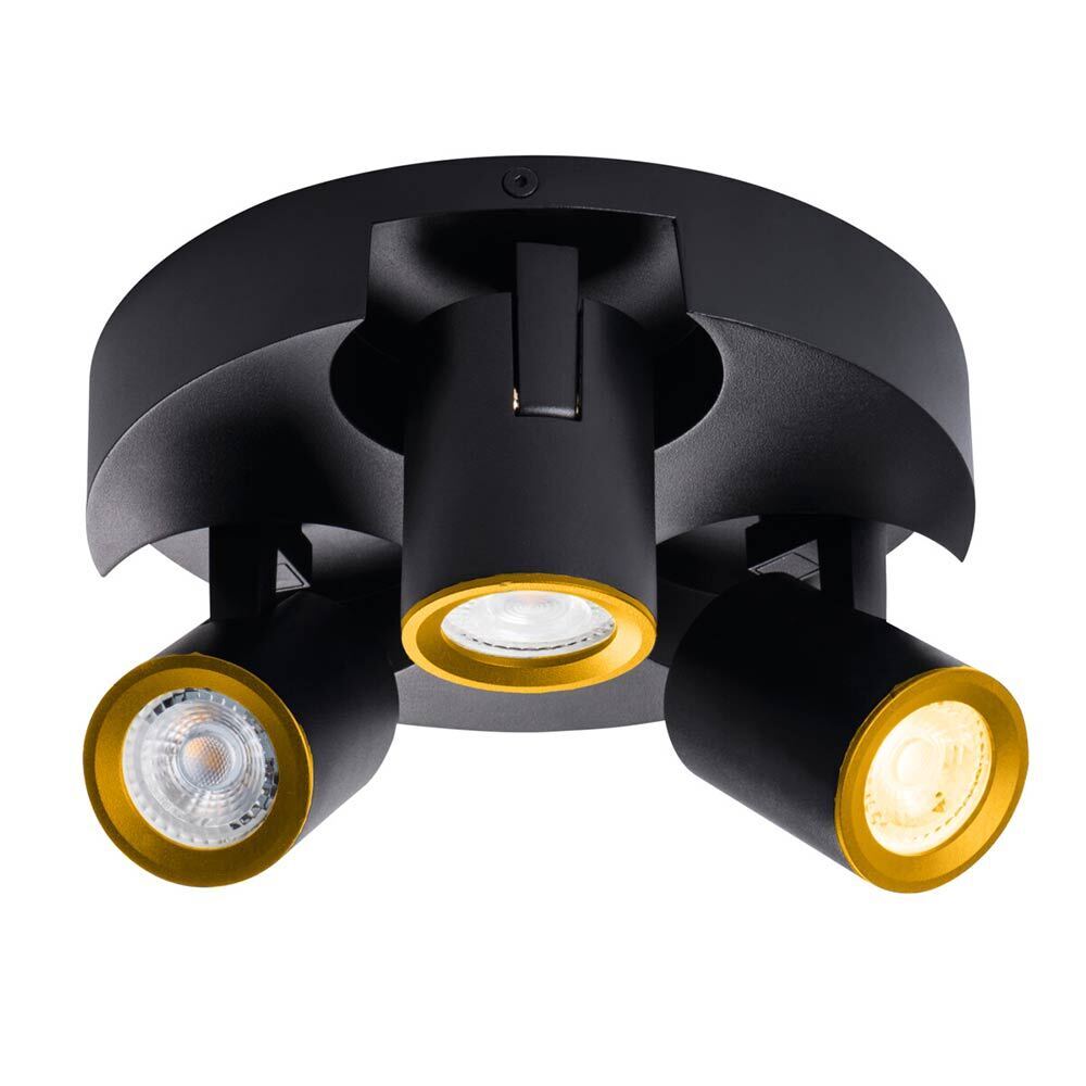 Plafoniera 3 diffusori orientabile tonda da soffitto parete GU10 - ambraled