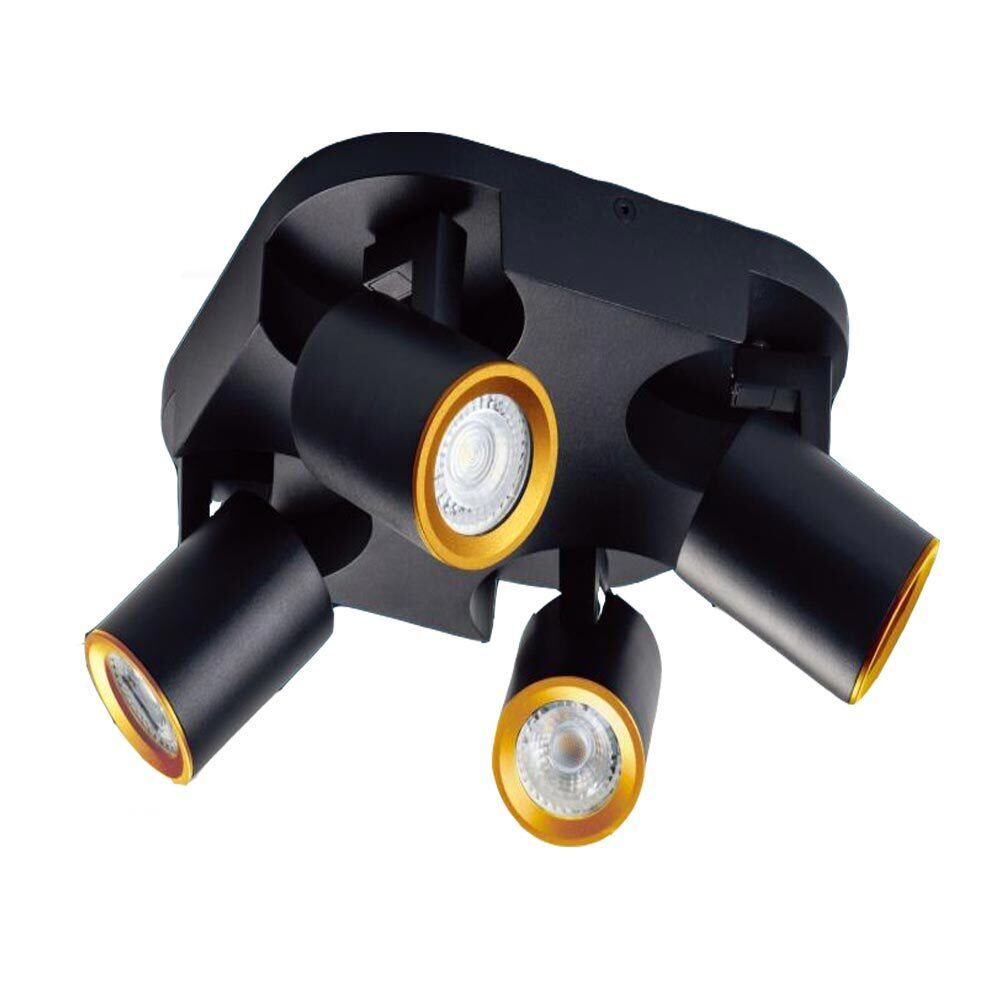 Plafoniera 4 diffusori orientabile tonda da soffitto parete GU10 - ambraled