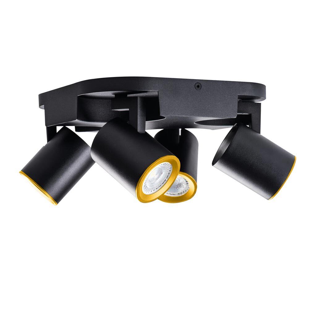Plafoniera 4 diffusori orientabile tonda da soffitto parete GU10 - ambraled