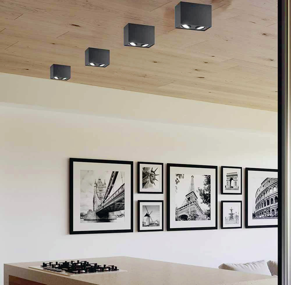 Portafaretto doppio esterno orientabile – Mini plafoniera per illuminazione esterna - ambraled