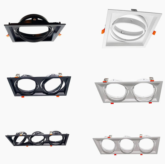 Portafaretto incasso – Orientabile per faretto AR111, disponibile in versioni con 1, 2 o 3 diffusori - ambraled