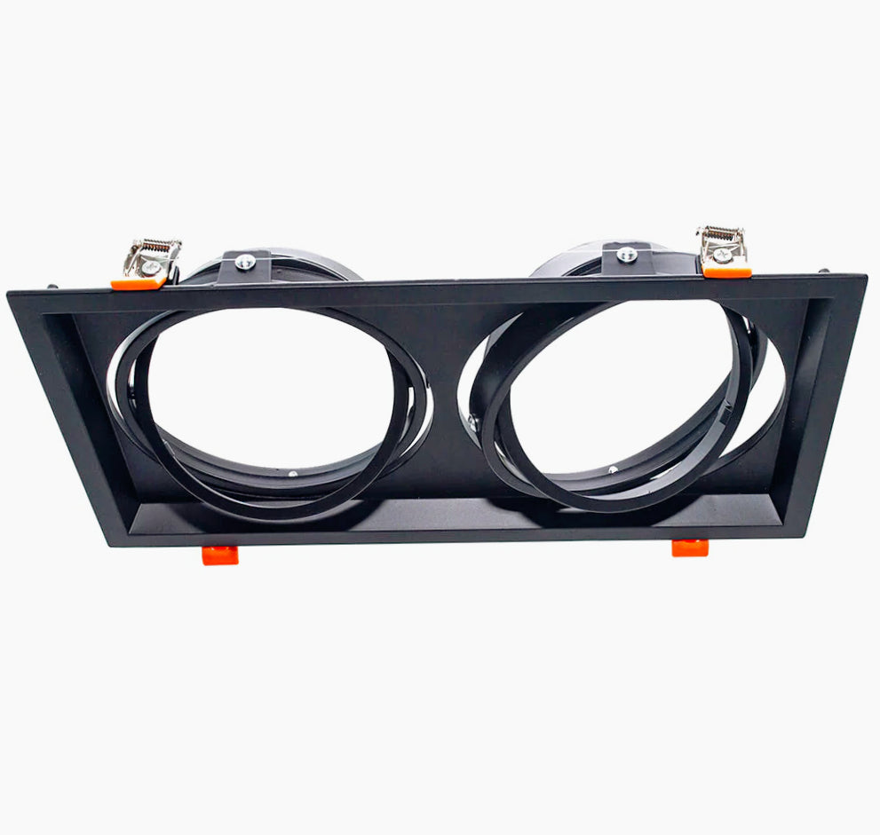 Portafaretto incasso – Orientabile per faretto AR111, disponibile in versioni con 1, 2 o 3 diffusori - ambraled