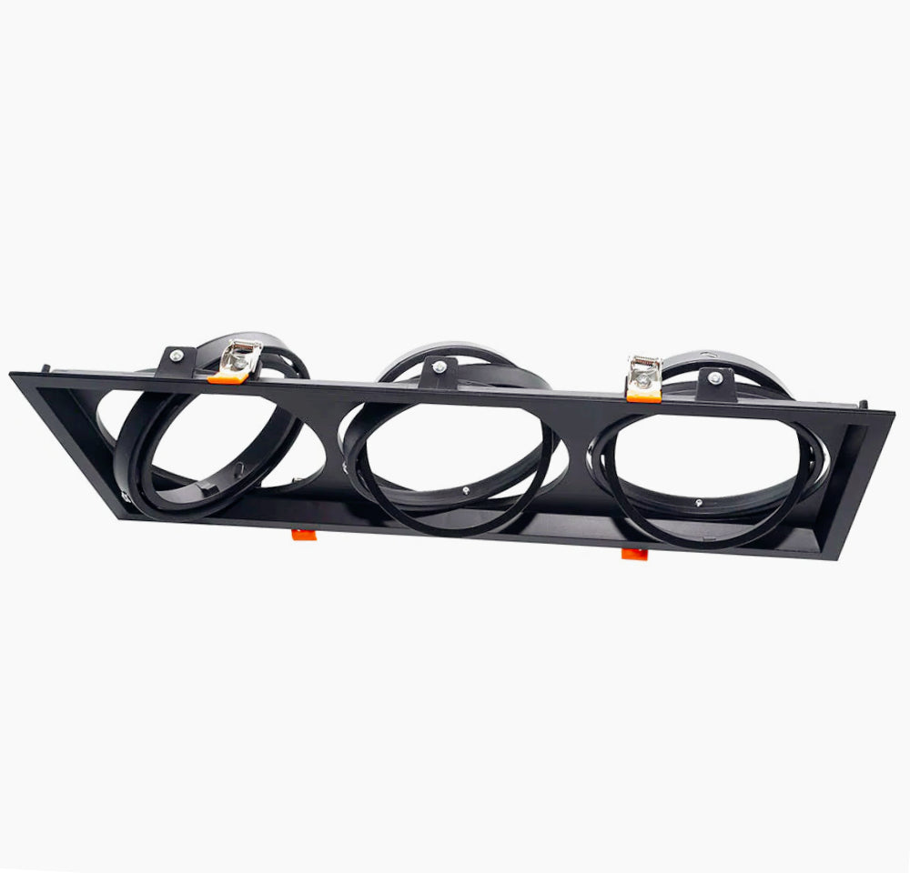 Portafaretto incasso – Orientabile per faretto AR111, disponibile in versioni con 1, 2 o 3 diffusori - ambraled