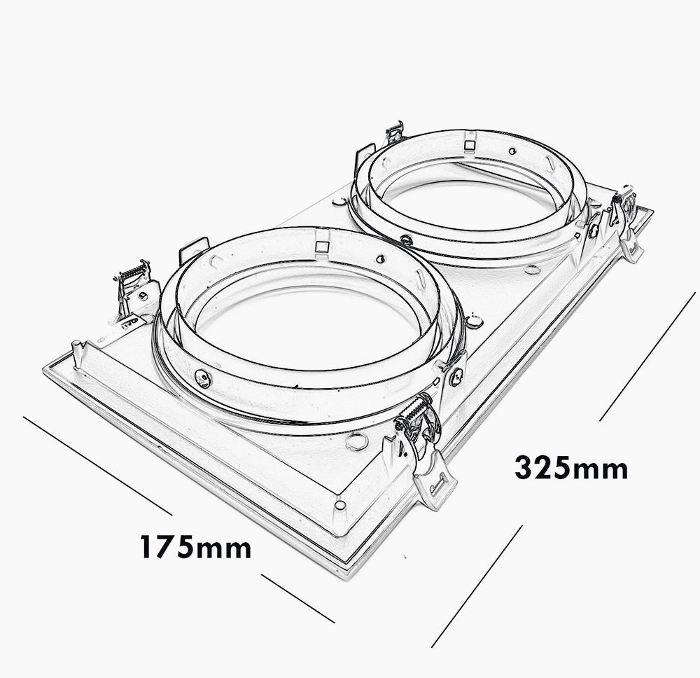 Portafaretto incasso – Orientabile per faretto AR111, disponibile in versioni con 1, 2 o 3 diffusori - ambraled