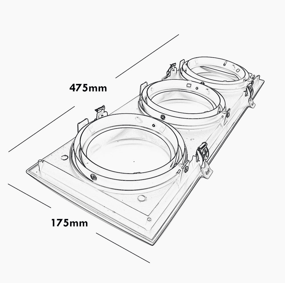 Portafaretto incasso – Orientabile per faretto AR111, disponibile in versioni con 1, 2 o 3 diffusori - ambraled