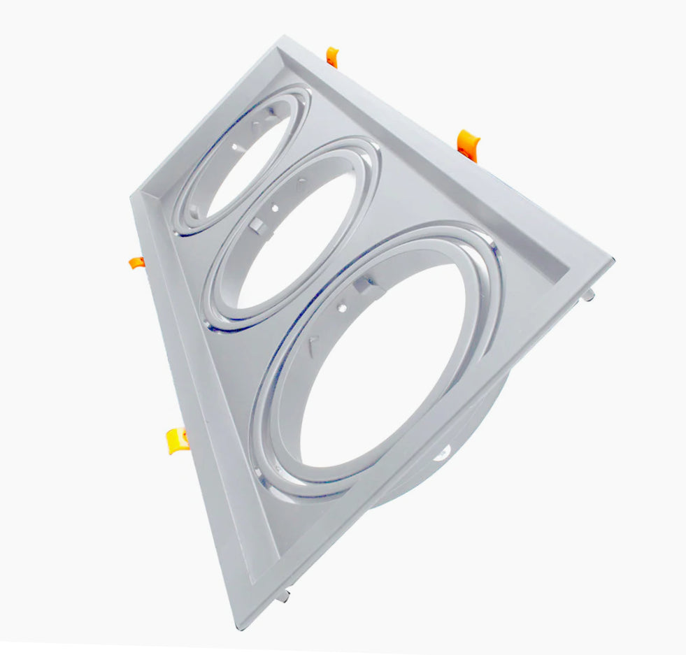 Portafaretto incasso – Orientabile per faretto AR111, disponibile in versioni con 1, 2 o 3 diffusori - ambraled