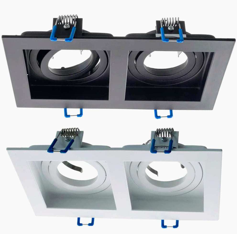 Portafaretto orientabile ad incasso con 2 diffusori bianco/nero - ambraled
