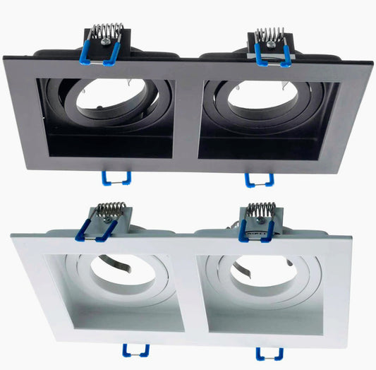 Portafaretto orientabile ad incasso con 2 diffusori bianco/nero - ambraled