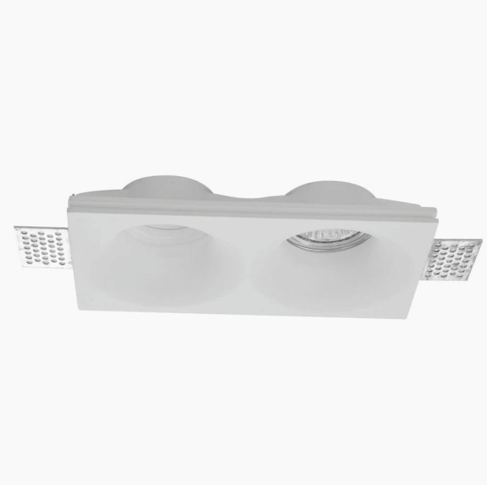 Portafaretto a scomparsa in gesso con 2 diffusori per GU10 e MR16 - ambraled