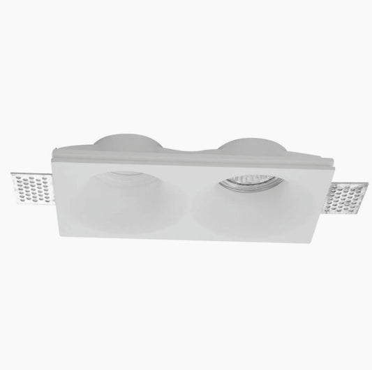 Portafaretto a scomparsa in gesso con 2 diffusori per GU10 e MR16 - ambraled