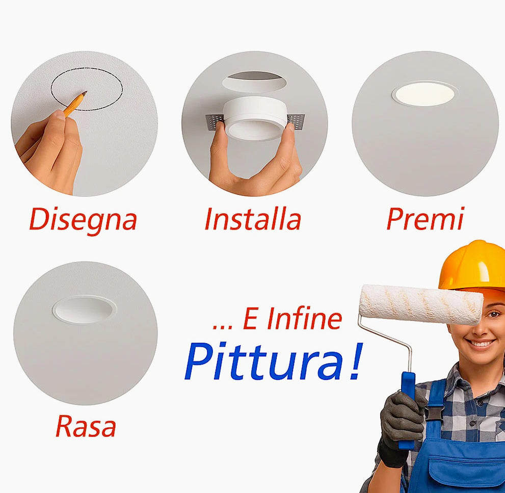 Portafaretto a scomparsa in gesso tondo per faretti - ambraled